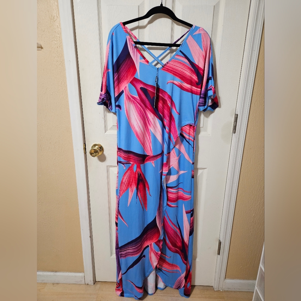 Women's Fashion Nova Vibrant Floral Kaftan Maxi Dress